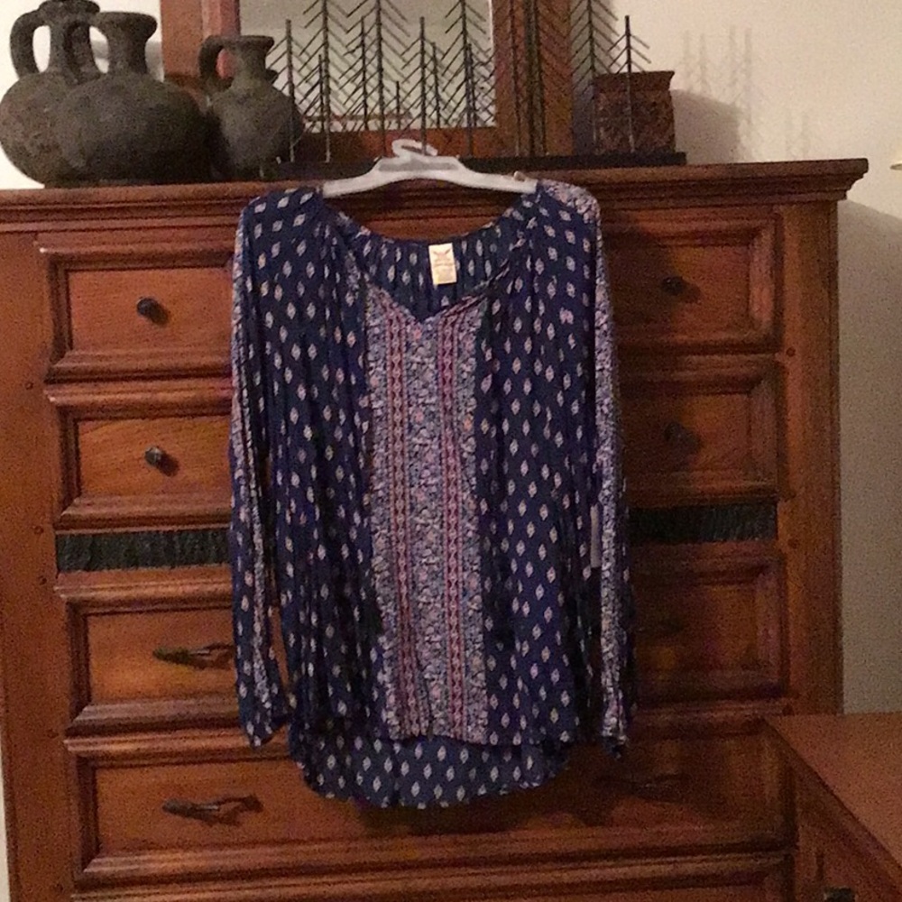 XL Womens Blue Patterned Top by faded glory